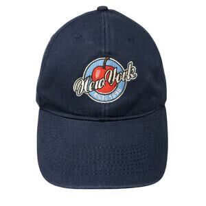 New York Strapback Baseball Hat Blue One Size Embroidered Drew Pearson